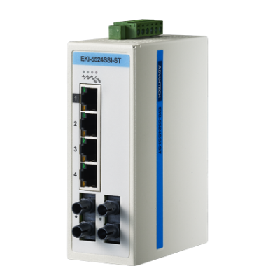 Advantech EKI-5524SSI-ST 4+2 ST Single-mode Unmanaged Ethernet Switch, ATEX/C1D2, -40~75℃