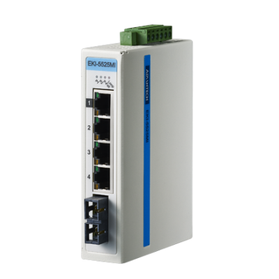 Advantech EKI-5525MI 4+1 SC Multi-mode Unmanaged Ethernet Switch, ATEX/C1D2, -40~75℃