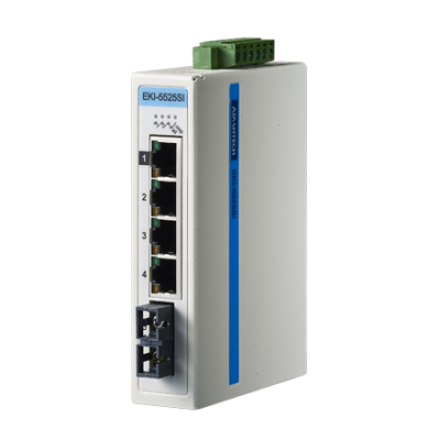 Advantech EKI-5525SI 4+1 SC Single-mode Unmanaged Ethernet Switch, ATEX/C1D2, -40~75℃