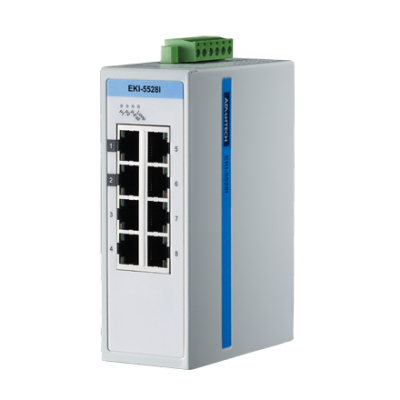 Advantech EKI-5528I 8 10/100Mbps Unmanaged Ethernet Switch, ATEX/C1D2, -40~75℃