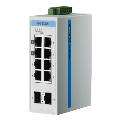Advantech EKI-5729FI 8+2G Full Gigabit Unmanaged Ethernet Switch, ATEX/C1D2, -40~75℃