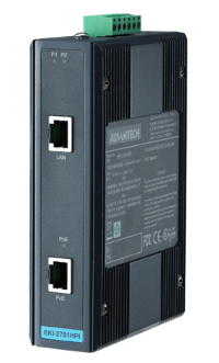 Advantech EKI-2701HPI 1GE PoE Injector, IEEE802.3af/at, 24~48VDC, -40~75℃