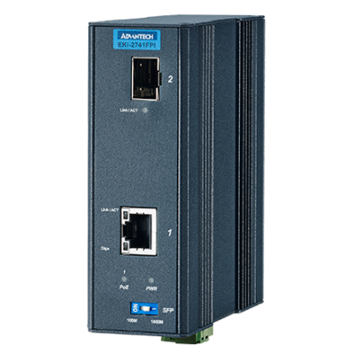 Advantech EKI-2741FHPI 1GE PoE, SFP Injector ,IEEE802.3af/at,up to 60W, 48VDC, -40~75℃