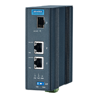 Advantech EKI-2742FPI 2GE PoE, SFP Injector ,IEEE802.3af/at, 48VDC, -40~75℃