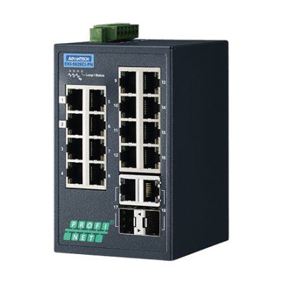 Advantech EKI-5626CI-PN 16FE+2G Combo Managed Ethernet Switch support PROFINET, -40~75℃
