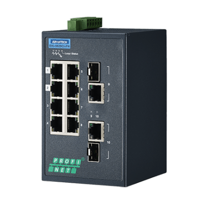 Advantech EKI-5629CI-PN 8FE+2G Combo Managed Ethernet Switch support PROFINET, -40~75℃