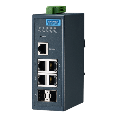 Advantech EKI-7706E-2FI 4FE+2G SFP Managed Ethernet Switch, -40~75℃