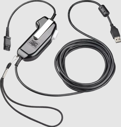 Poly Secure Voice PTT: 12 Inch Straight Cable, Momentary Only, 4 Pin Quick Disconnect