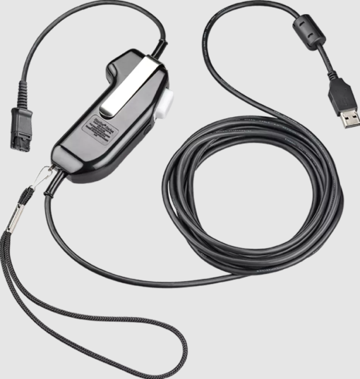 Poly Secure Voice PTT: 12 Inch Straight Cable, Momentary Only, 4 Pin Quick Disconnect