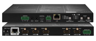 Lightware MMX4x2-HT200 4x2 Matrix Switcher with TPS and HDMI Inputs and Breakaway Analog Audio