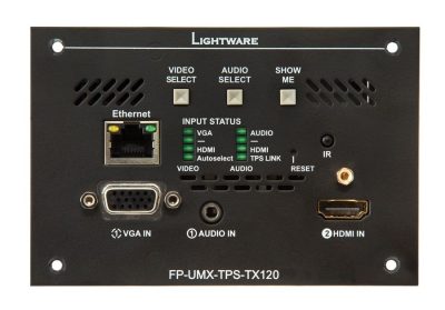 Lightware FP-UMX-TPS-TX120 Universal Two-Input TPS (HDBaseTTM) Transmitter with Event Manager Room Control