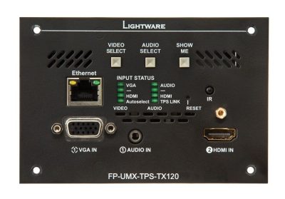 91540073 Lightware FP-UMX-TPS-TX120 Universal Two-Input TPS (HDBaseTTM) Transmitter with Event Manager Room Control