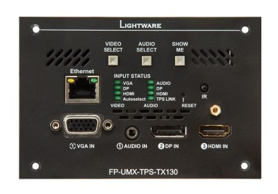 Lightware FP-UMX-TPS-TX130 Universal Three-Input TPS (HDBaseTTM) Transmitter with Event Manager Room Control