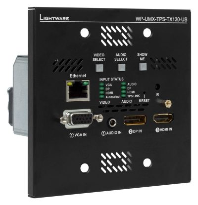 Lightware WP-UMX-TPS-TX130-Plus-US Black UMX Series TPS (HDBaseTTM) Wallplate for VGA and HDMI